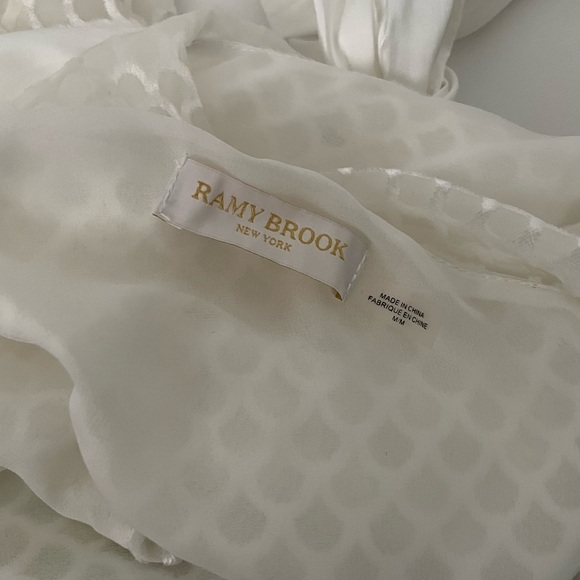 RAMY BROOK Tamar One Shoulder Textured Blouse Ivory scale Satin Ribbon - Picture 14 of 14